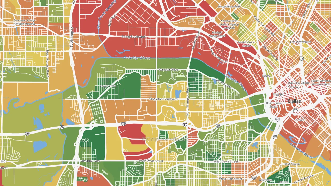 Eagle Ford, Dallas, TX Map of Theft Rates