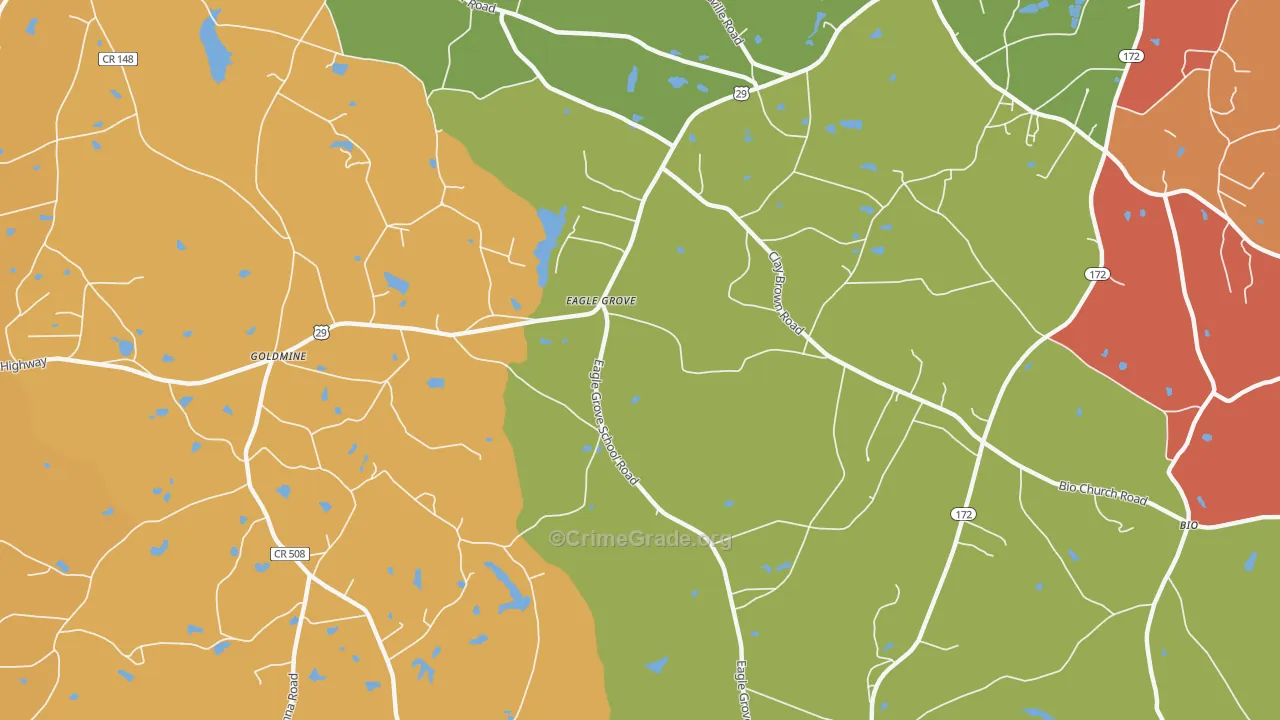 Eagle Grove, GA Map of Theft Rates