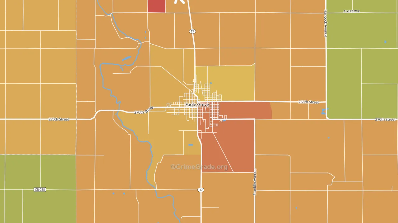 Eagle Grove, IA Map of Theft Rates