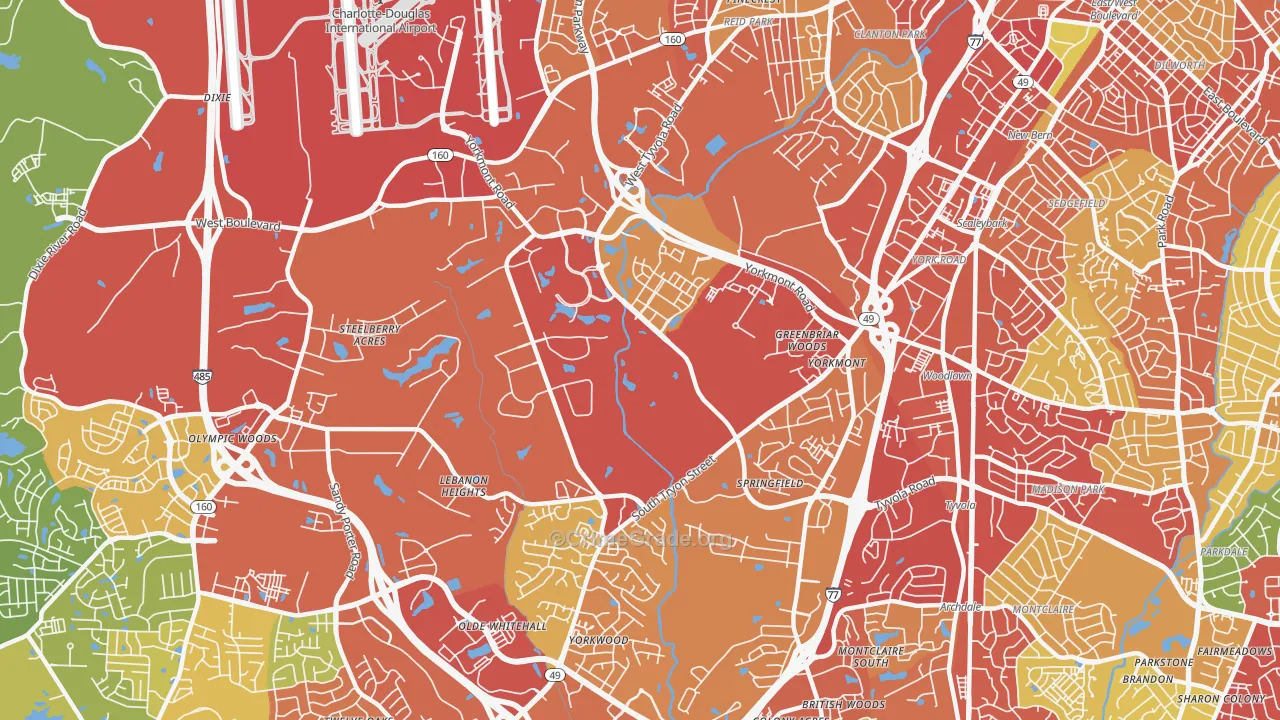 Eagle Lake, Charlotte, NC Map of Theft Rates