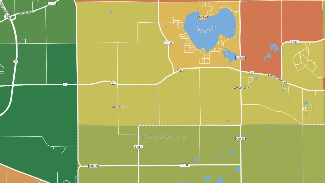 Eagle Lake Manor, WI Map of Theft Rates
