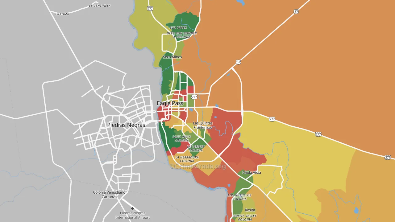 Eagle Pass, TX Map of Theft Rates