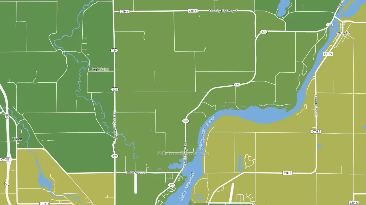 Eagle Point, WI Map of Theft Rates