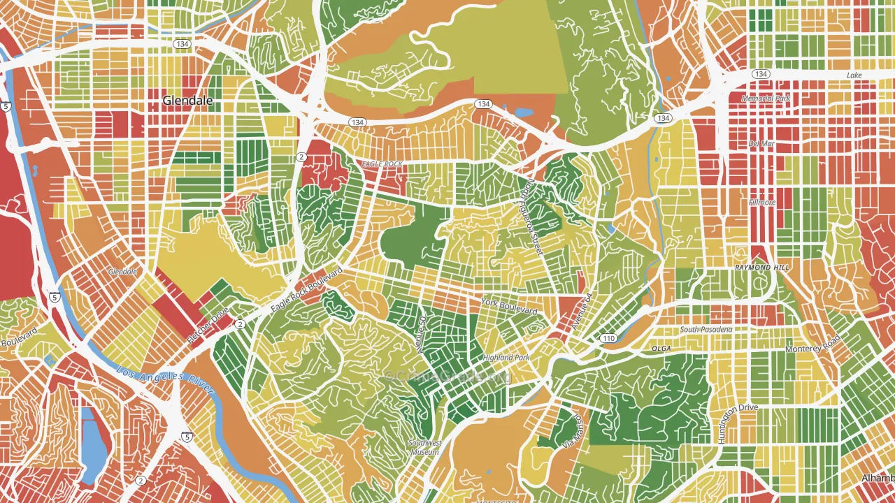 Eagle Rock, Los Angeles, CA Map of Theft Rates
