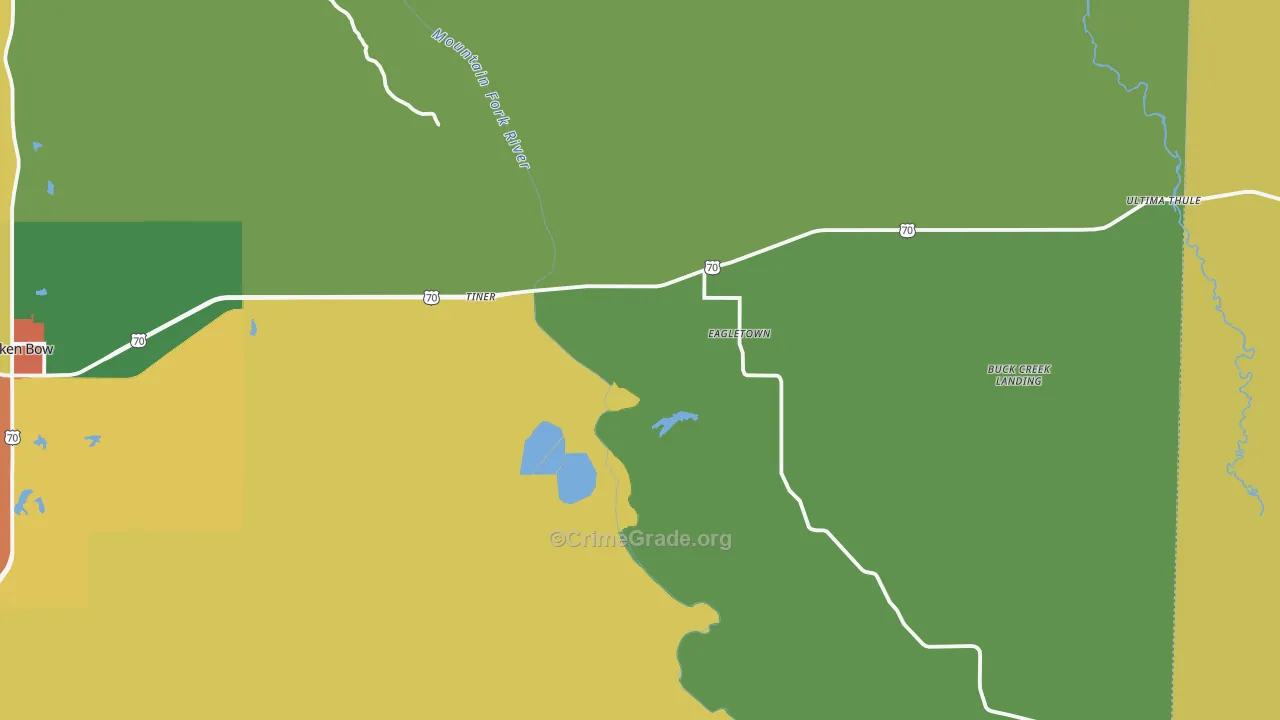 Eagletown, OK Map of Theft Rates