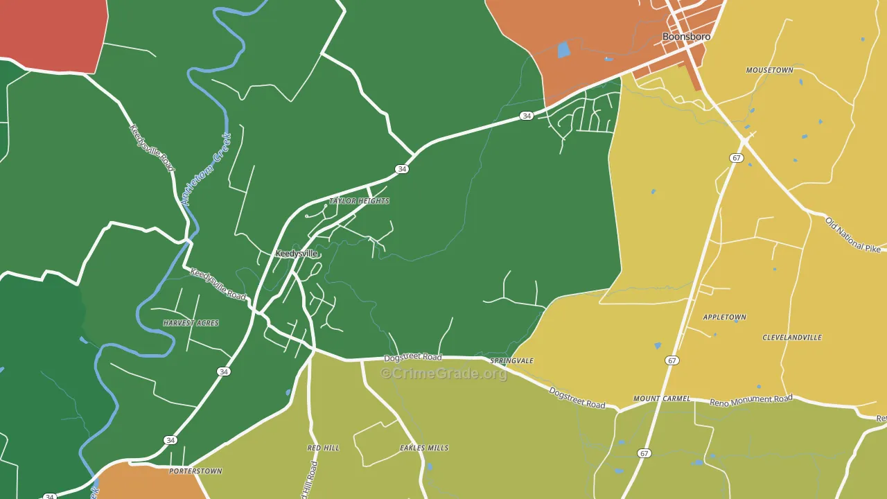 Eakles Mill, MD Map of Theft Rates