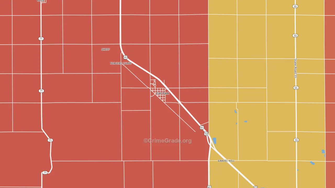Earl Park, IN Map of Theft Rates