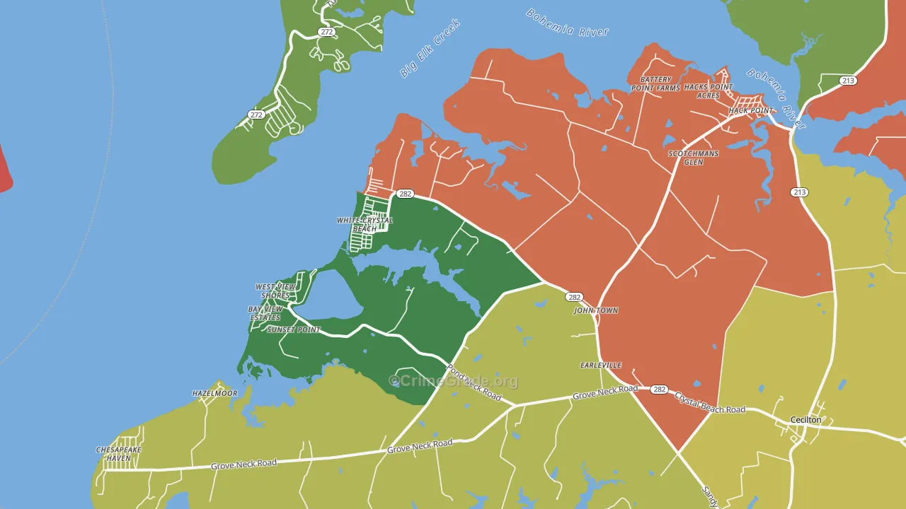 Earleville, MD Map of Theft Rates