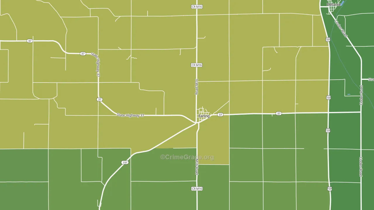 Earling, IA Map of Theft Rates