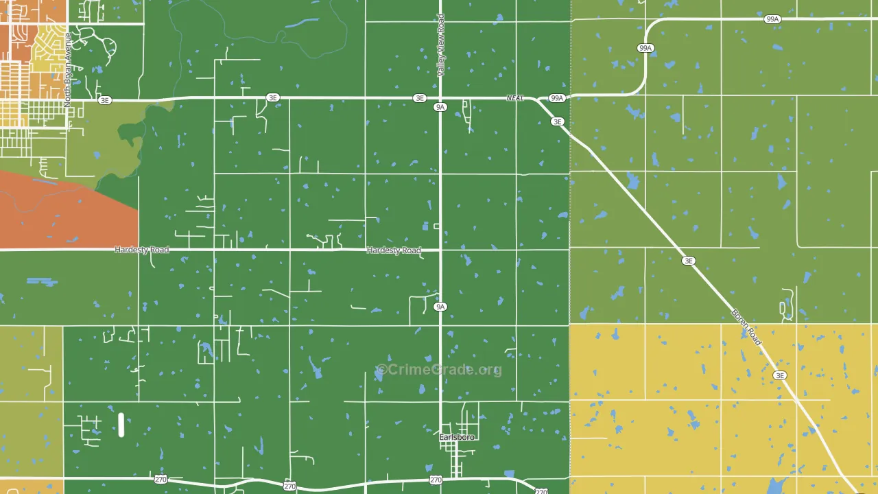 Earlsboro, OK Map of Theft Rates