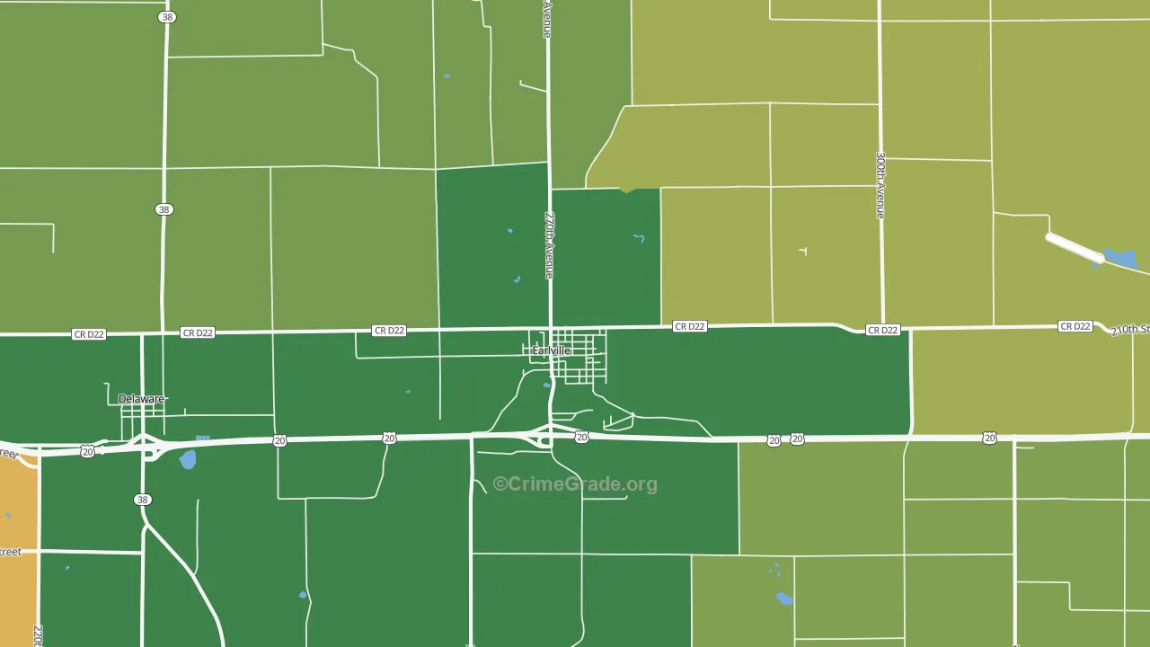 Earlville, IA Map of Theft Rates