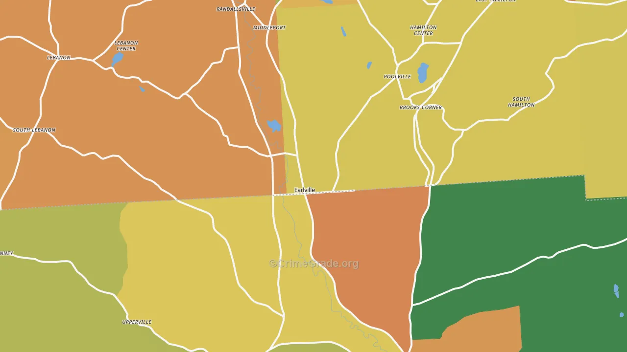 Earlville, NY Map of Theft Rates