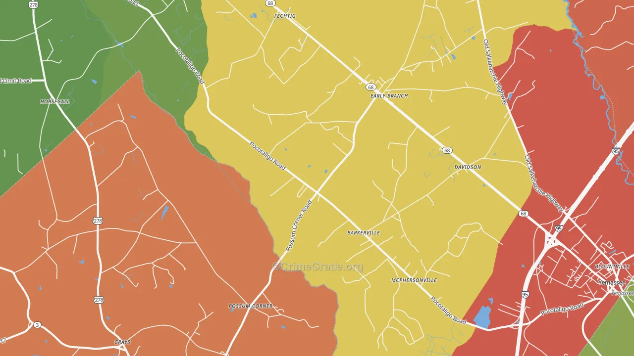 Early Branch, SC Map of Theft Rates