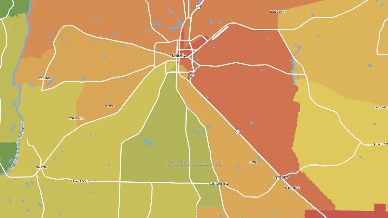 Early County, GA Map of Theft Rates