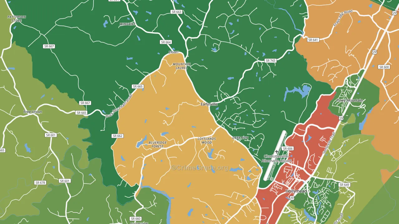 Earlysville, VA Map of Theft Rates