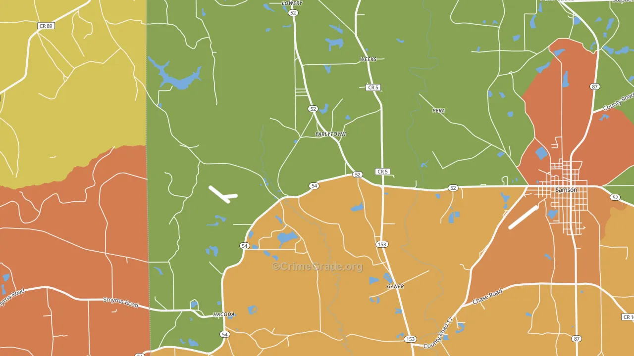 Earlytown, AL Map of Theft Rates