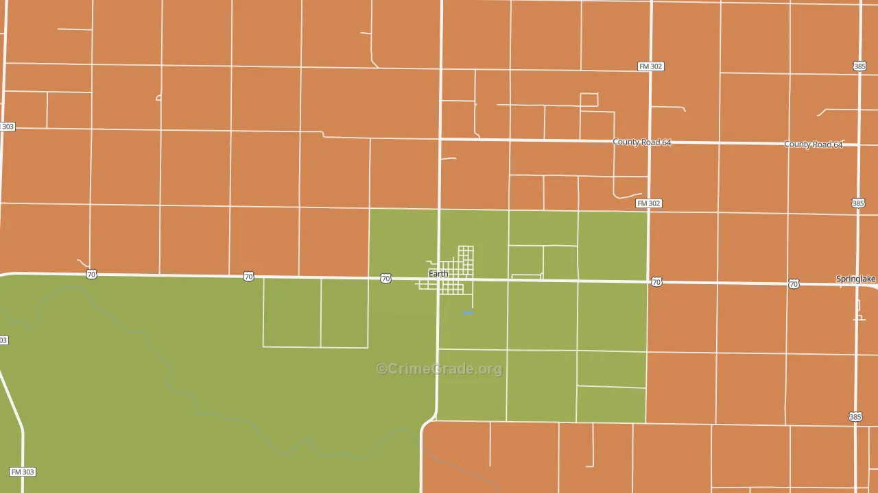 Earth, TX Map of Theft Rates