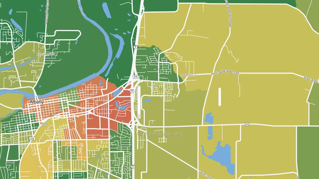East Albany, Albany, OR Map of Theft Rates
