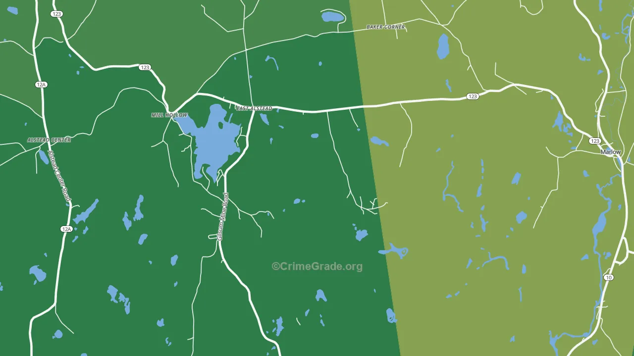 East Alstead, NH Map of Theft Rates