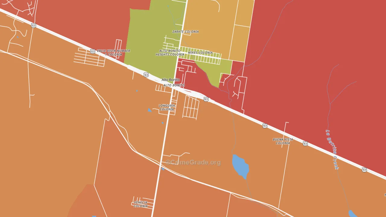 East Alto Bonito, TX Map of Theft Rates