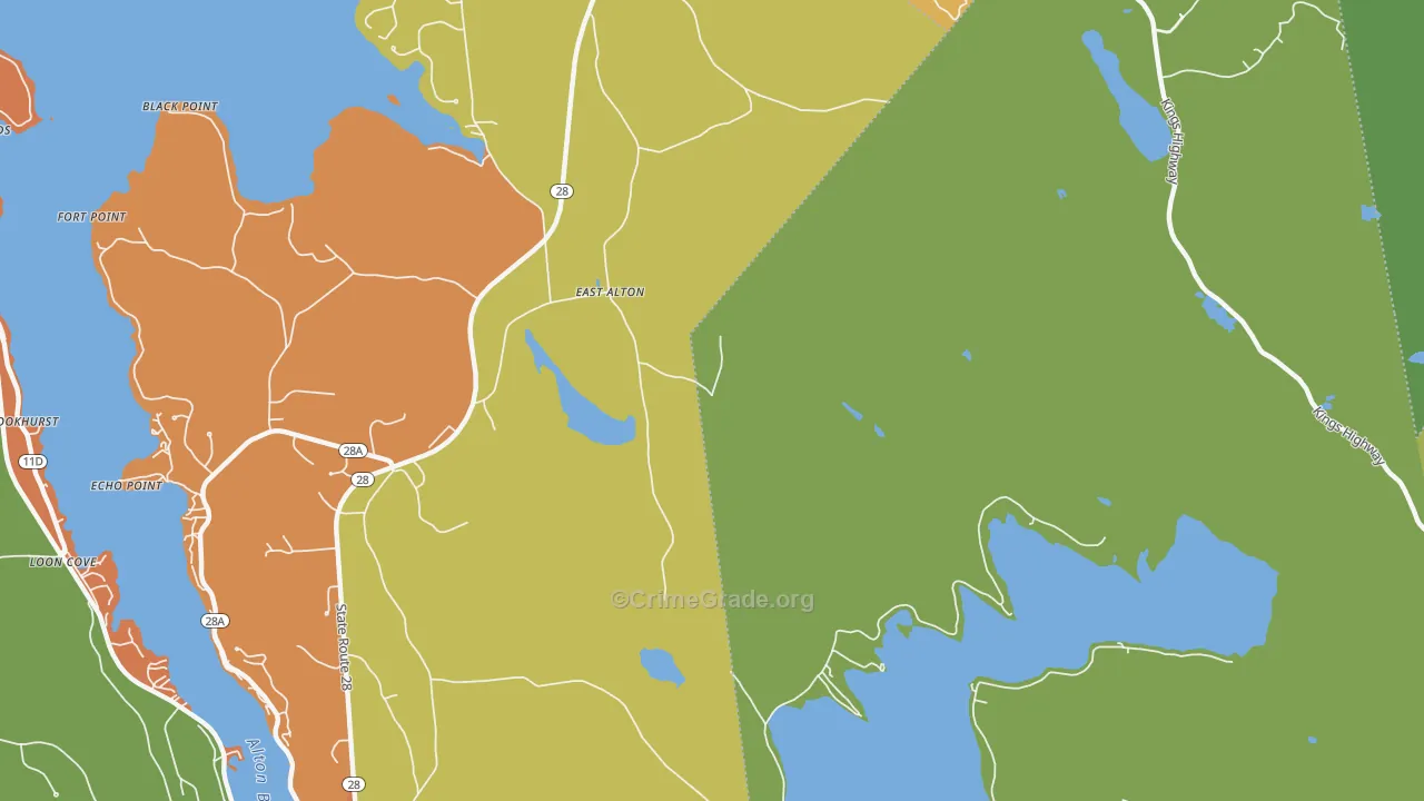 East Alton, NH Map of Theft Rates