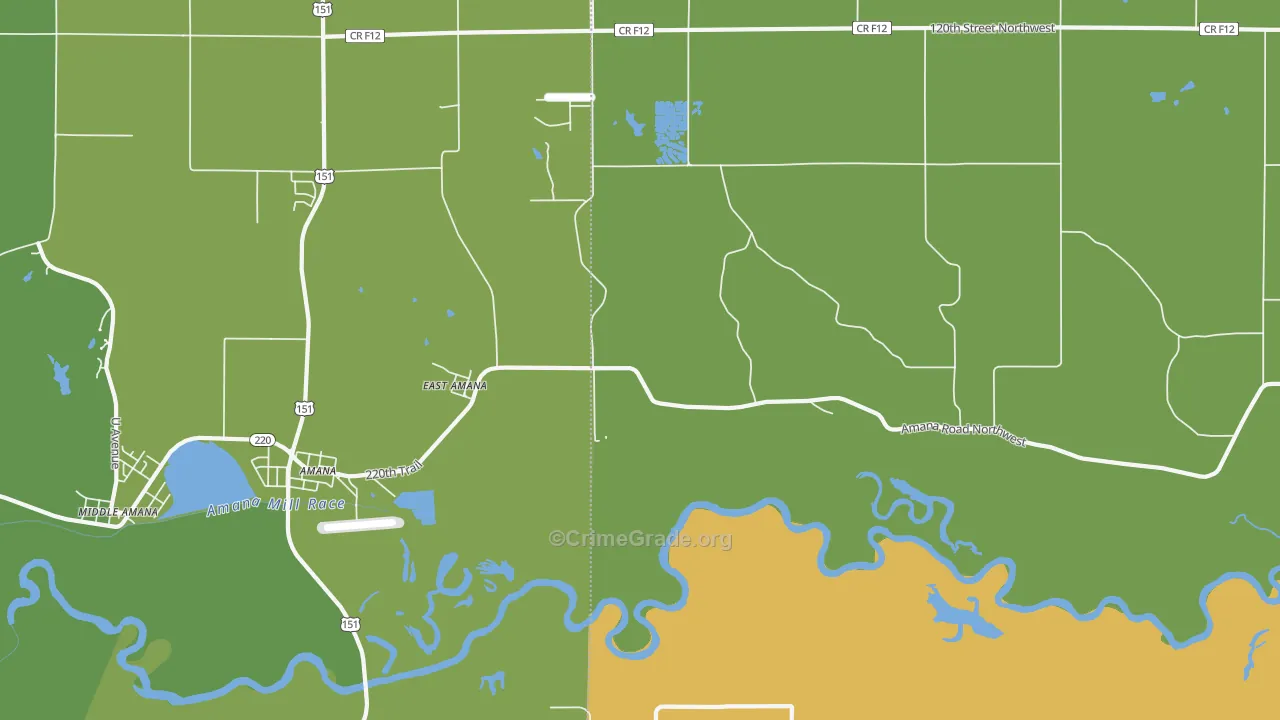 East Amana, IA Map of Theft Rates