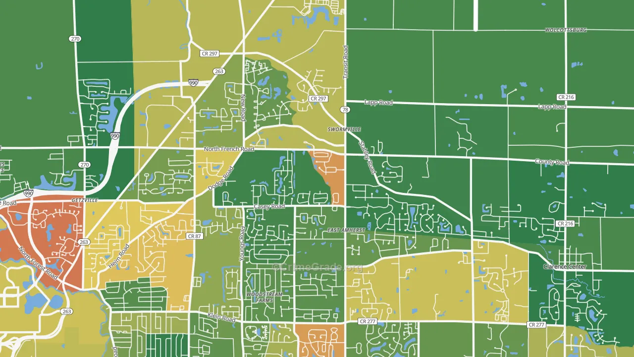 East Amherst, NY Map of Theft Rates