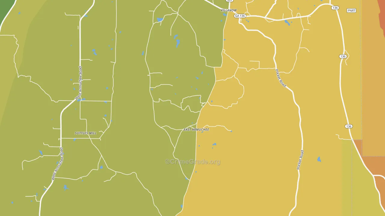 East Armuchee, GA Map of Theft Rates