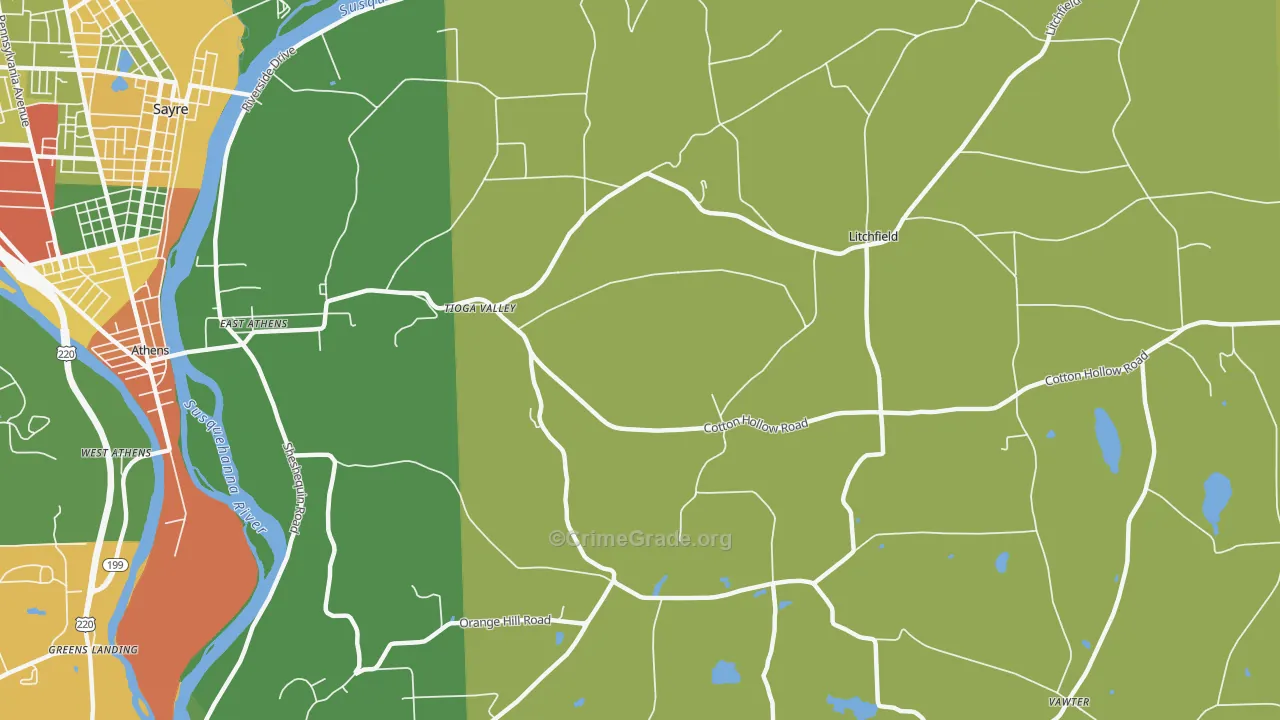 East Athens, PA Map of Theft Rates