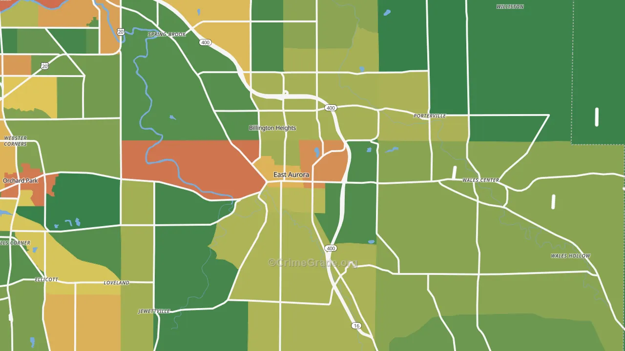 East Aurora, NY Map of Theft Rates