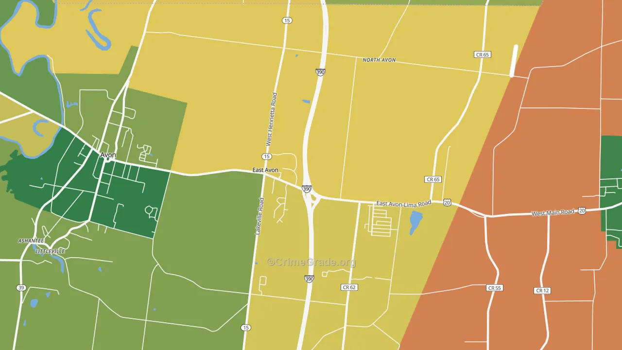 East Avon, NY Map of Theft Rates