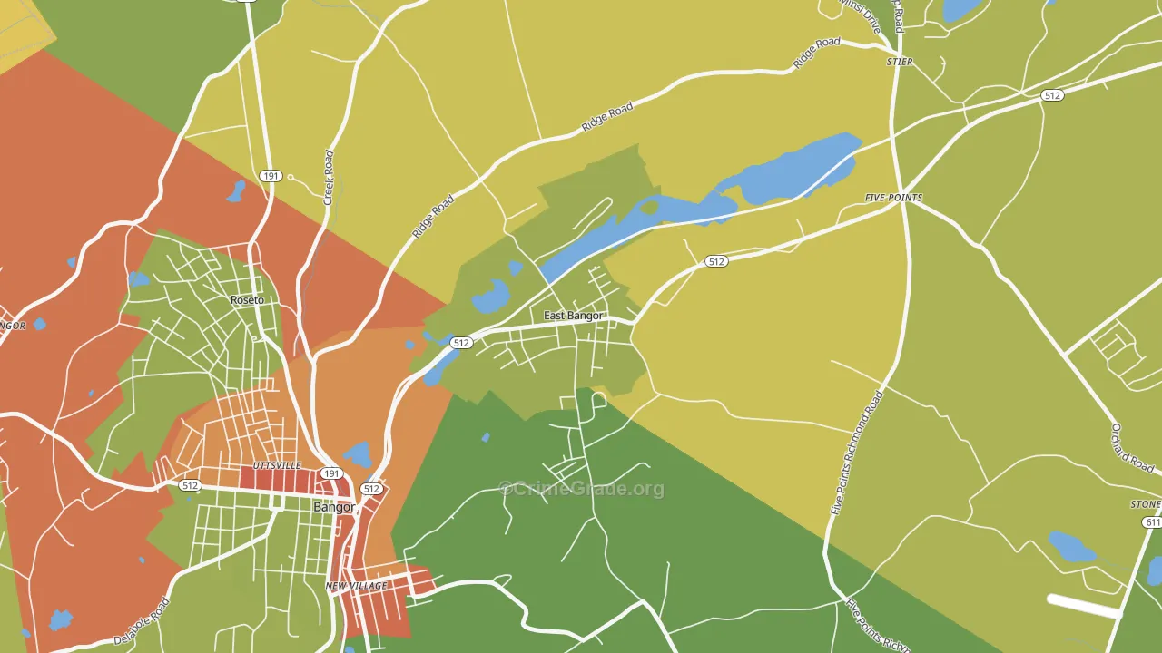 East Bangor, PA Map of Theft Rates