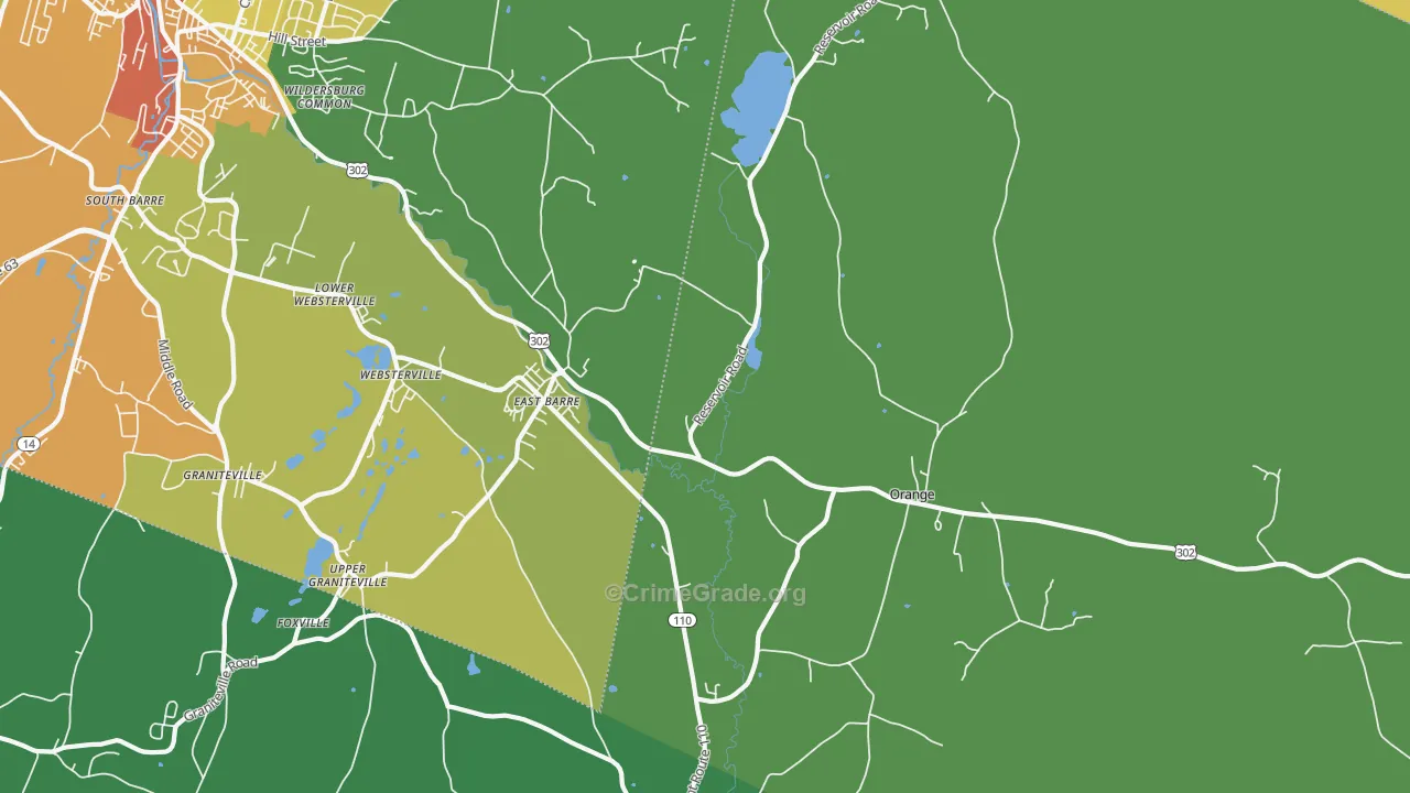 East Barre, VT Map of Theft Rates