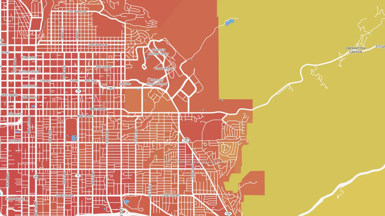 East Bench, Salt Lake City, UT Map of Theft Rates