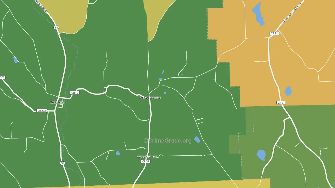East Berkshire, NY Map of Theft Rates