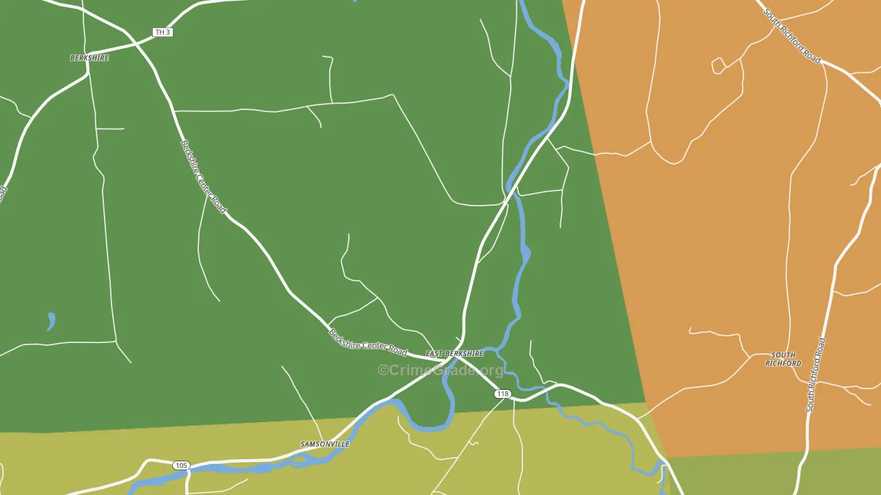 East Berkshire, VT Map of Theft Rates