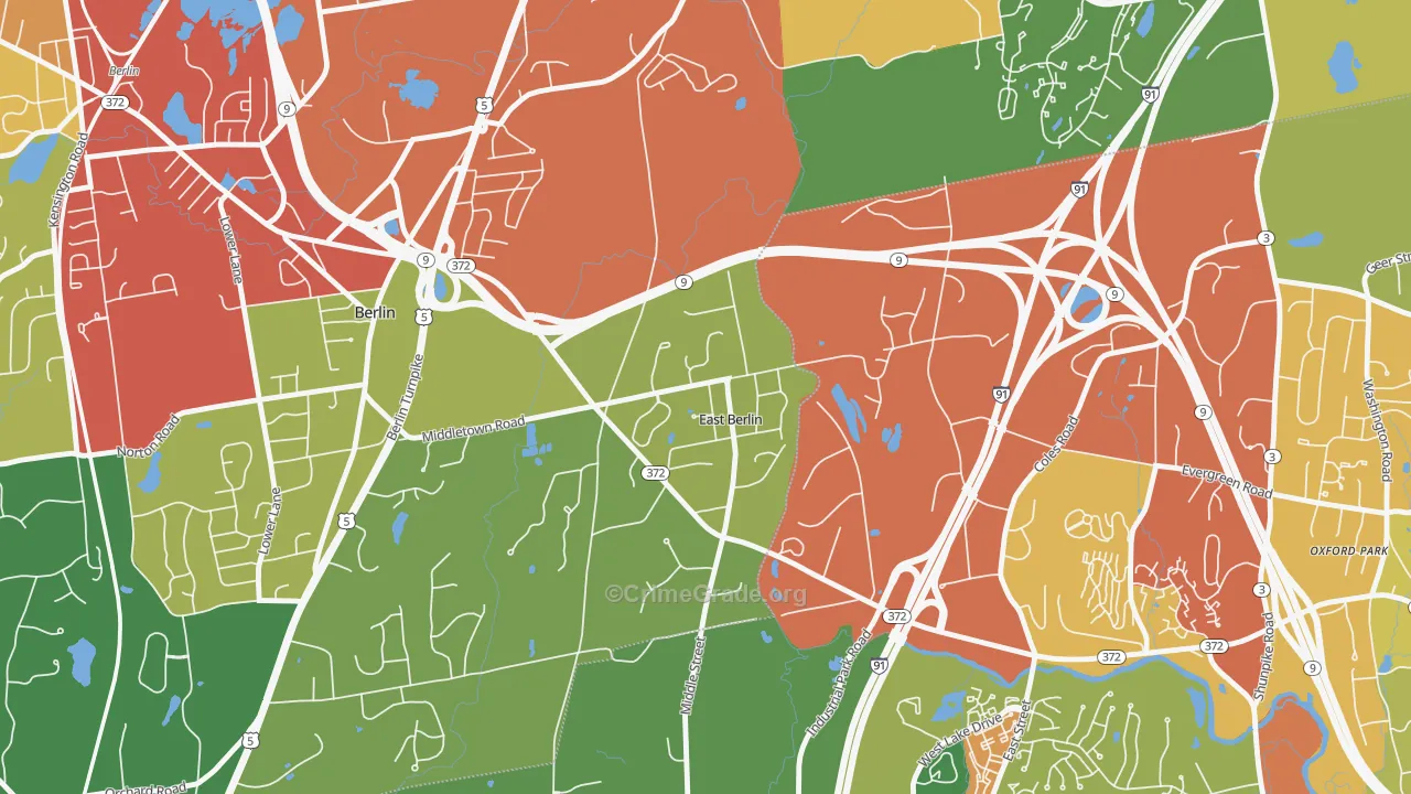 East Berlin, CT Map of Theft Rates