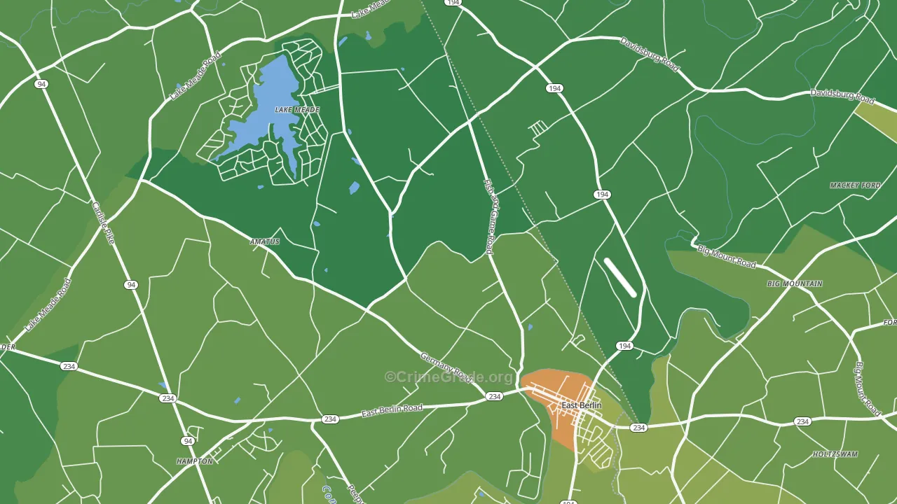 East Berlin, PA Map of Theft Rates
