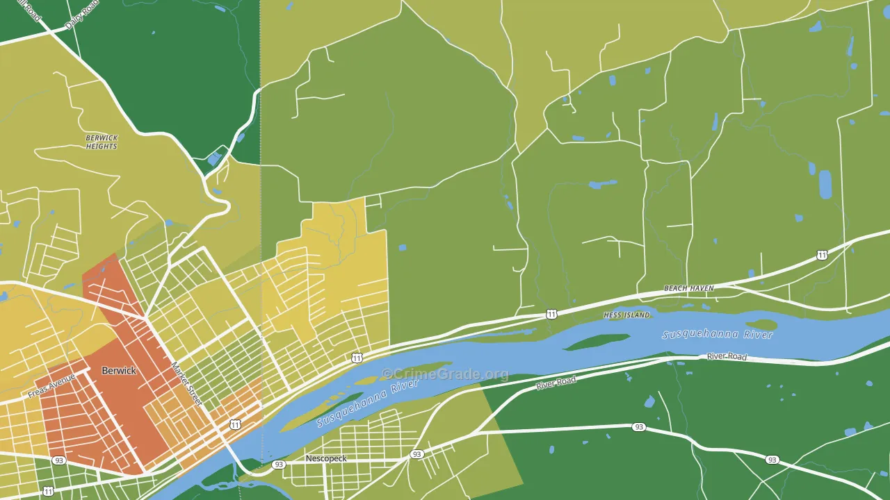 East Berwick, PA Map of Theft Rates