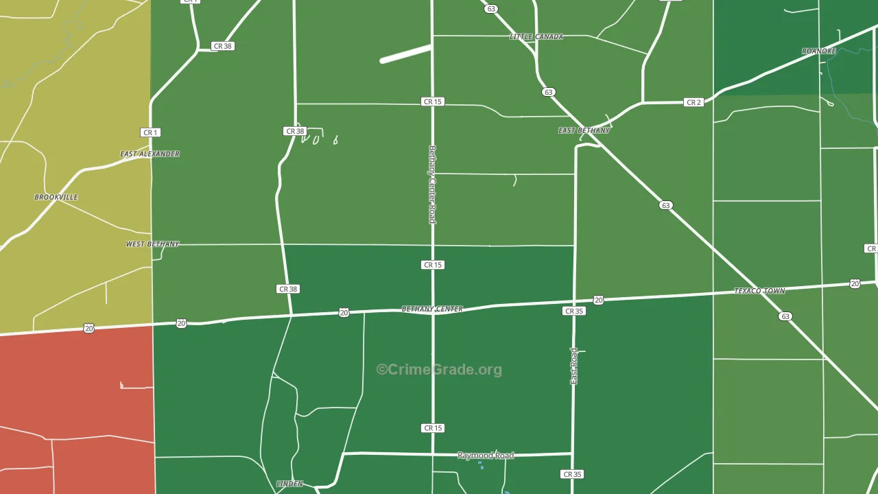 East Bethany, NY Map of Theft Rates