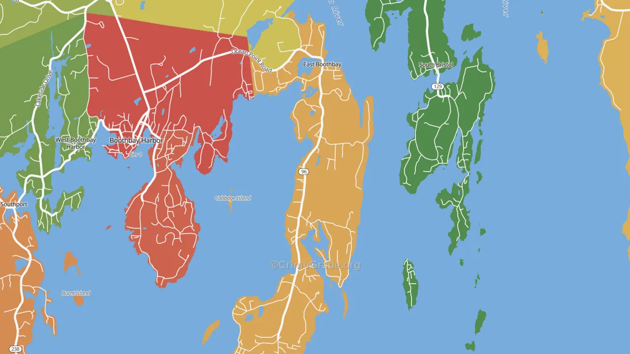 East Boothbay, ME Map of Theft Rates