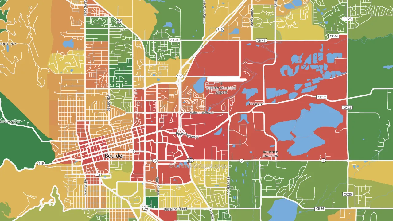East Boulder, Boulder, CO Map of Theft Rates