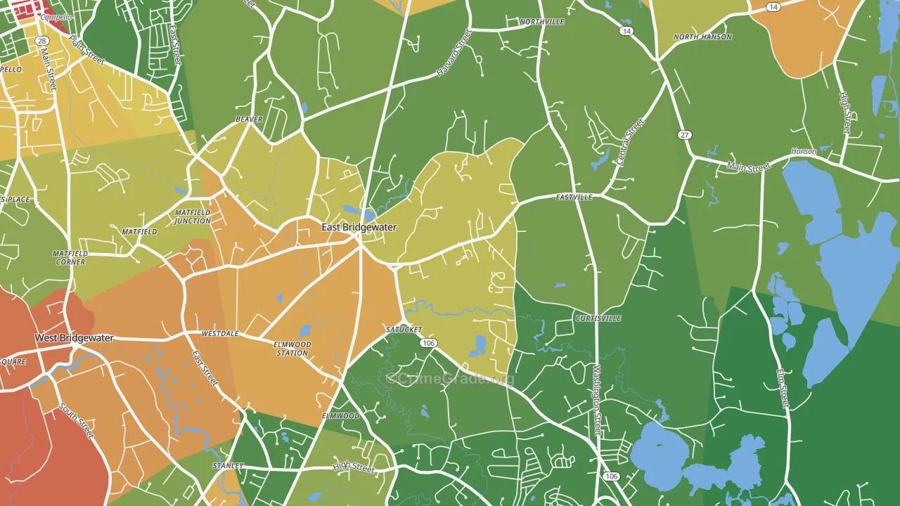 East Bridgewater, MA Map of Theft Rates