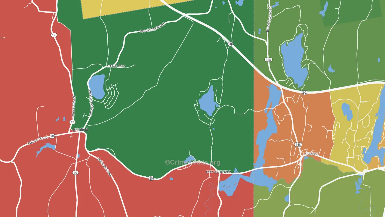 East Brimfield, MA Map of Theft Rates