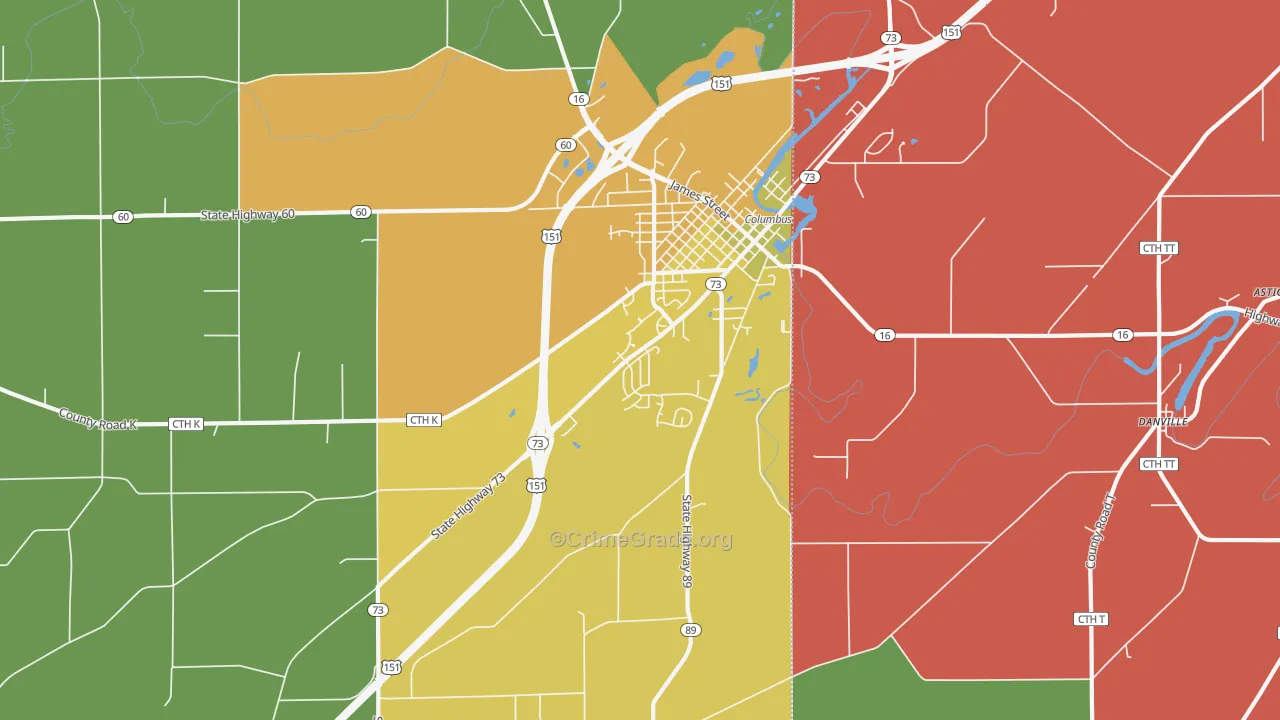 East Bristol, WI Map of Theft Rates