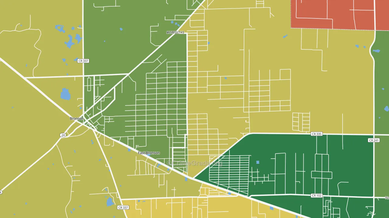 East Bronson, FL Map of Theft Rates