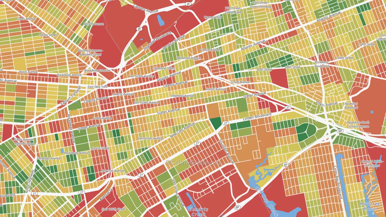 East Brooklyn, Brooklyn, NY Map of Theft Rates
