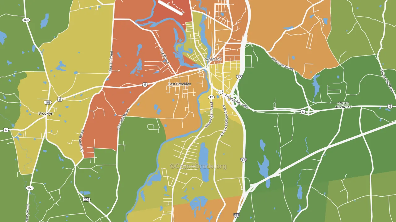 East Brooklyn, CT Map of Theft Rates