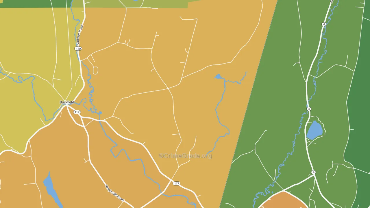 East Buckfield, ME Map of Theft Rates