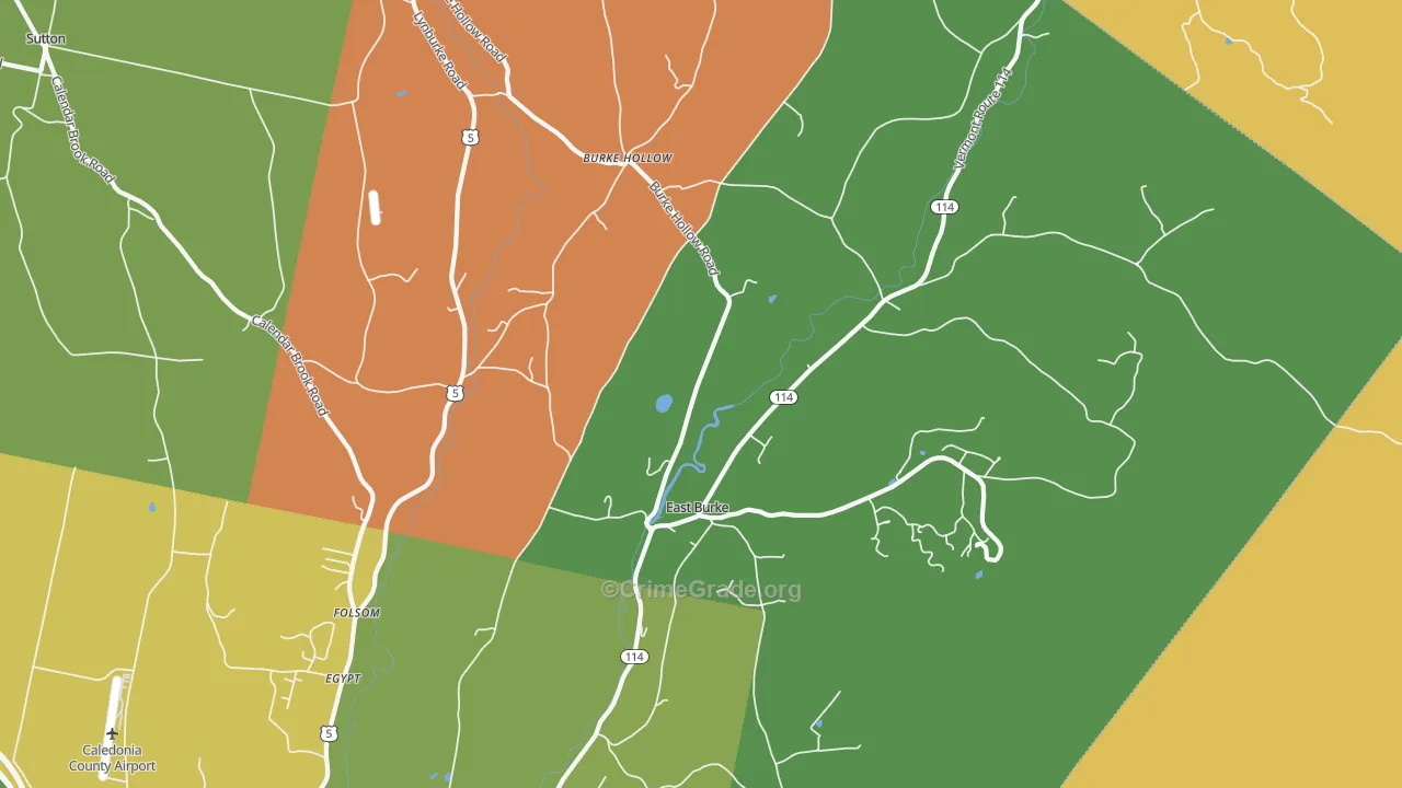 East Burke, VT Map of Theft Rates